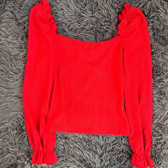 Red Ruffle Blouse - Picture 6 of 7